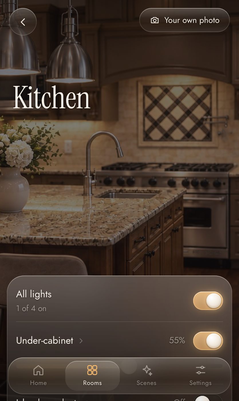 A room with its lights and dimmers